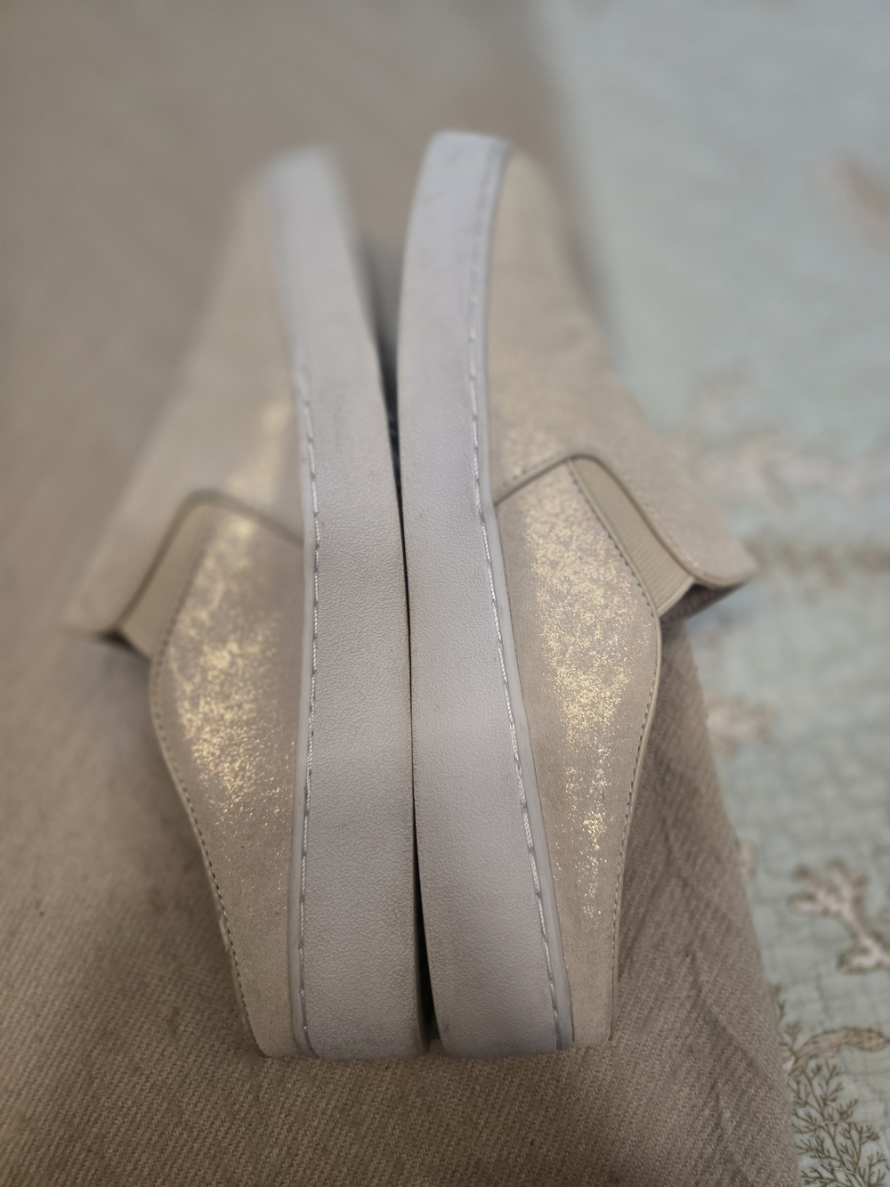 Vionic Slip-On Suede Mule Sneakers in Shimmery Beige 7 - Picture 3 of 10